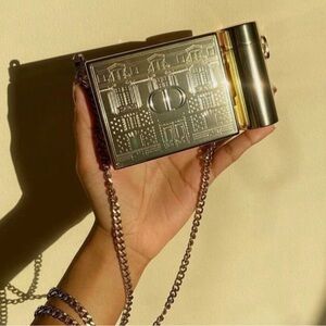 Christian Dior Gold Chain Clutch with Architectural Design